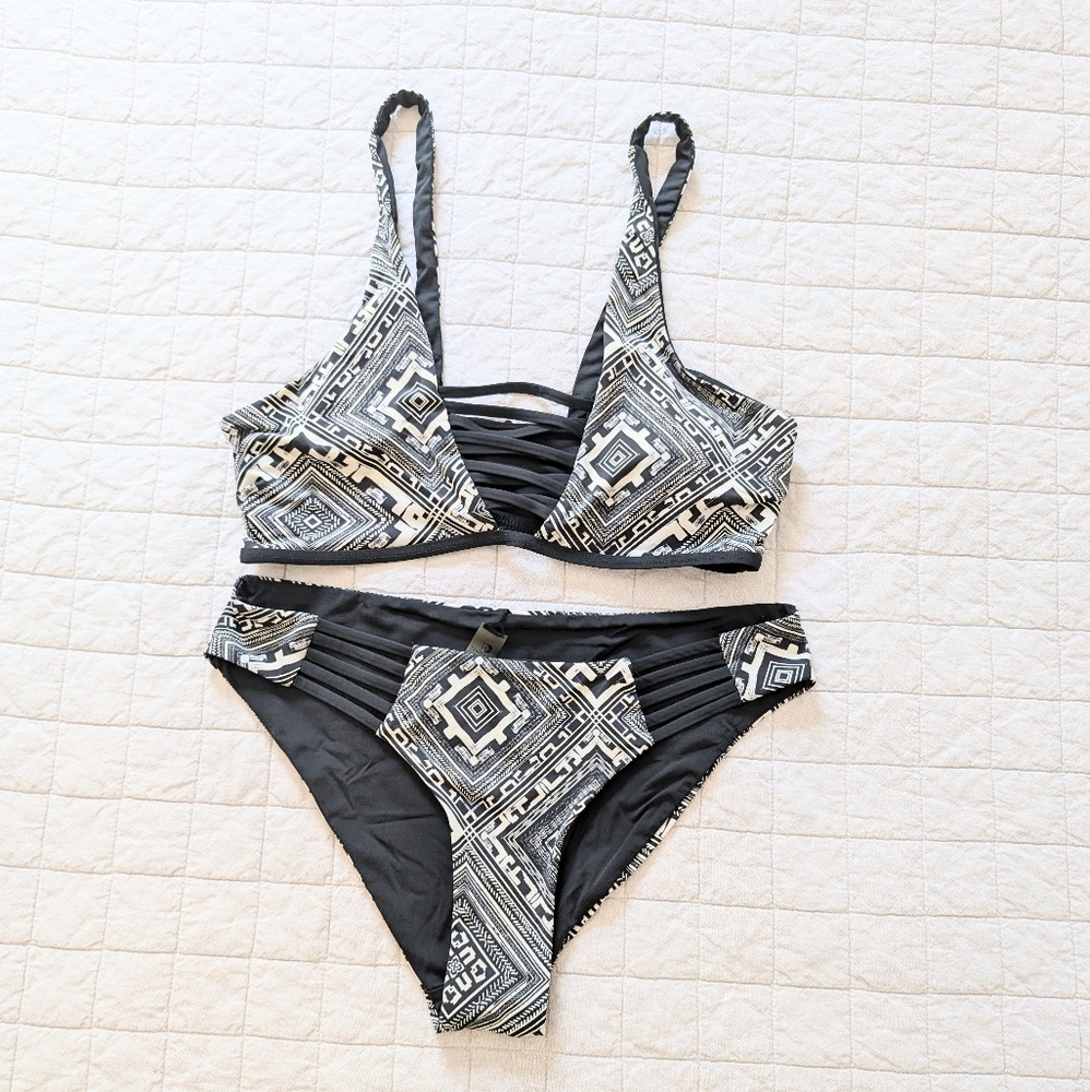 Reversible Black /Tan Bikini Set